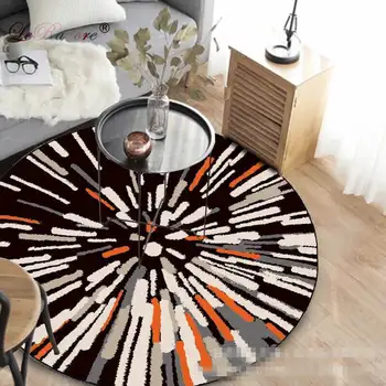 

LeRadore European Velvet Round Carpet For Living Room Computer Chair Geometric Circular Mat Super Soft Anti-slip Kid Room Rug