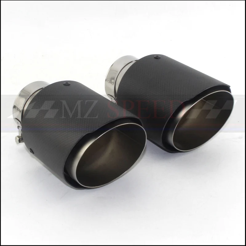 

Automotive exhaust muffler tail throat universal straight edge lusterless carbon fiber atomized stainless steel for BMW E46 E90