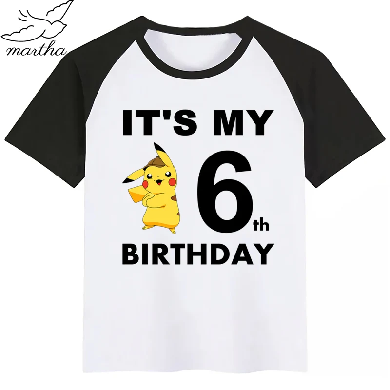 Покемон го Пикачу День рождения номер детская одежда футболка для девочек подарок на день рождения детская одежда футболки для мальчиков детские футболки