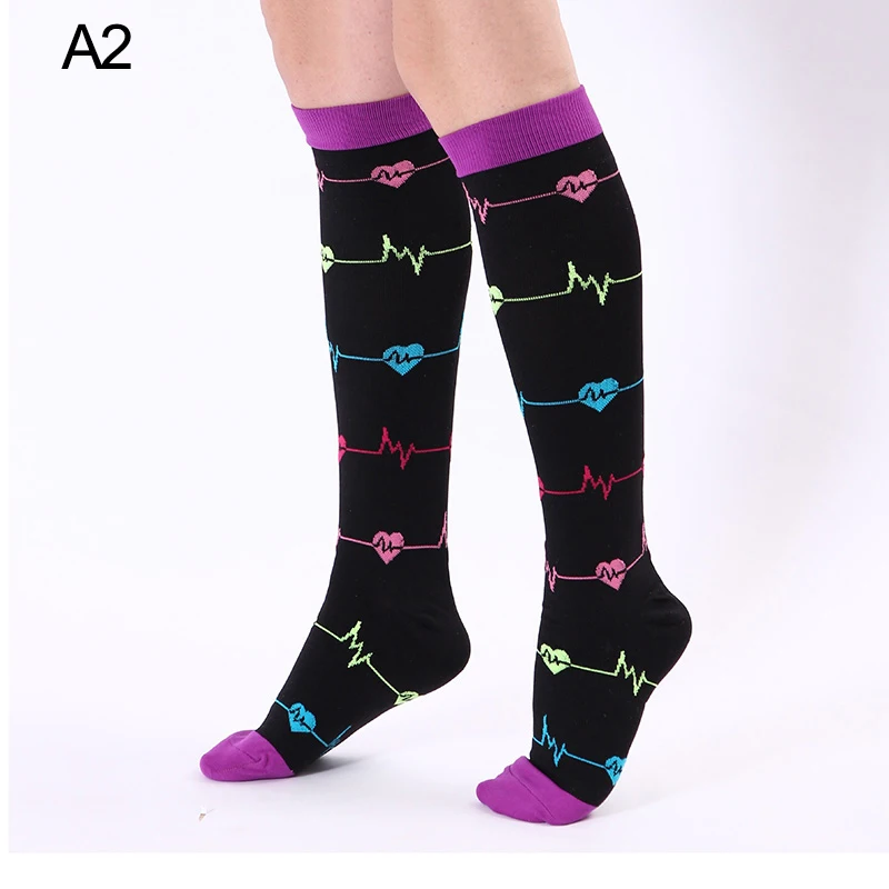 A2 Polka Dot Love Unisex Women&Men Sports Compression Stretch Socks for Nurses Relief Girl Sokken Women Fitness Thigh High Socks - Цвет: A2