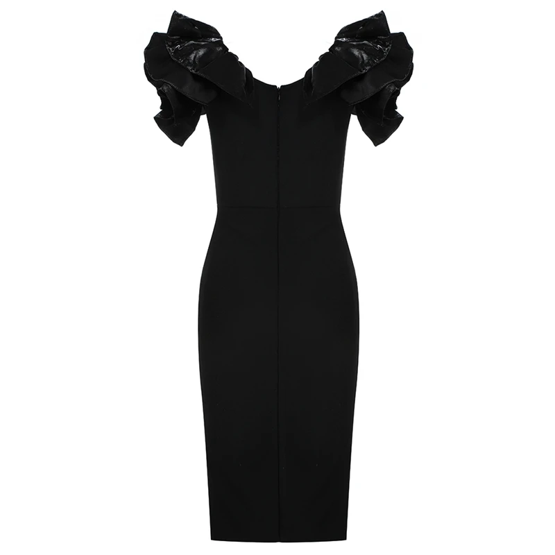 INDRESSME, новинка, модное, женское, без рукавов, сексуальное, Клубное, черное, Vestidos, сексуальное, с рюшами, на бретелях, облегающее, облегающее, миди, облегающее платье
