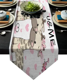 

Cartoon Giraffes U Table Runner Table Flag Home Party Decorative Tablecloth Table Runners for Wedding