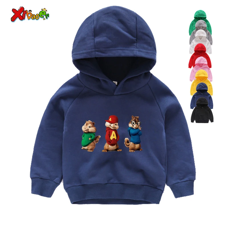 Kids Alvin and The Chipmunk Print Hoodies 2019 Children's Long Sleeves Winter Chipmunks Hoodies Sweatshirts Cartoon Boys Clothes