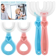 Brosse à dents en forme de U pour enfants et bébés, 360 degrés, anneau de dentition en Silicone souple, soins buccaux pour enfants, nettoyage 