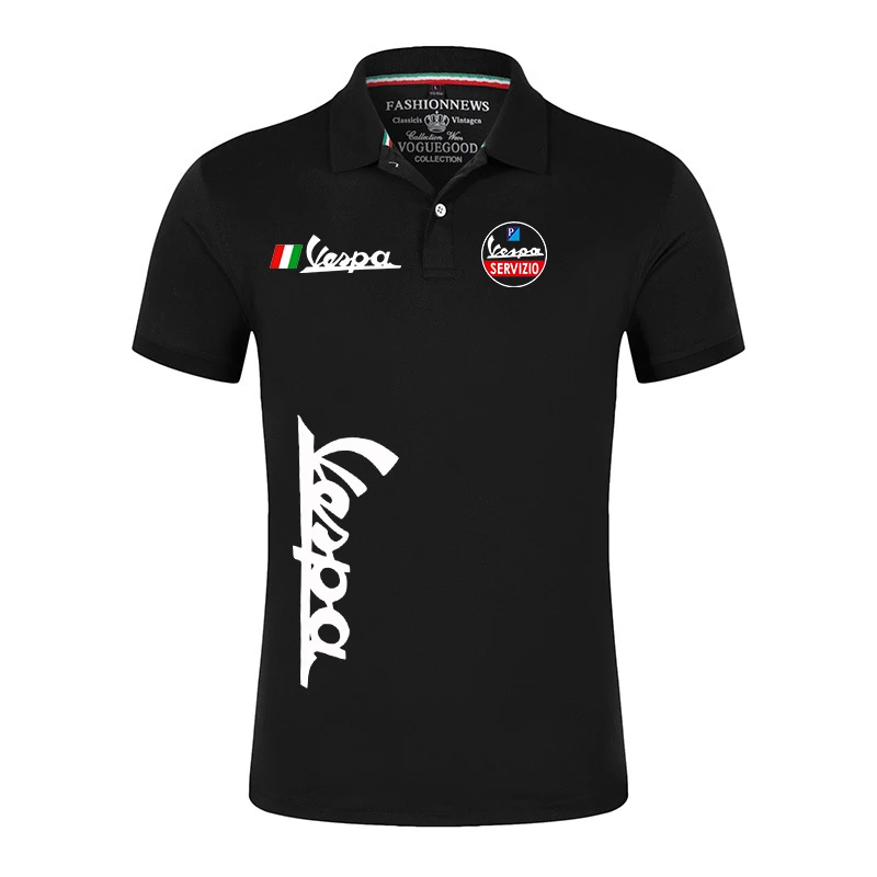 Polo informal de manga corta con Logo de Vespa para hombre, camiseta personalizada para exteriores, camiseta de Color sólido, conjunto de manga 2021|Camisetas| - AliExpress
