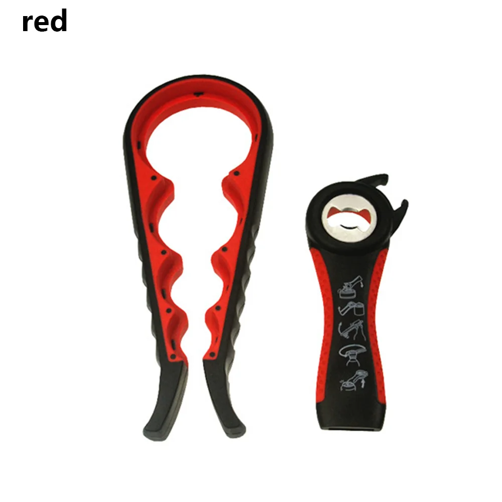 red 2Pcs/Set 4 In 1 Lid Screw Jam Bottle Opener Kitchen Suppliles Can Opener Manual Non-Slip Twist Cap Bottle Launcher Opener - Цвет: red