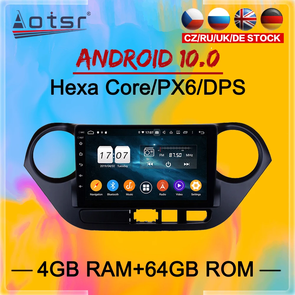 2 Din IPS Android 10 DSP Автомобильный мультимедийный плеер для Hyundai Grand I10 2013 2014 2015 - 2019 GPS Navi