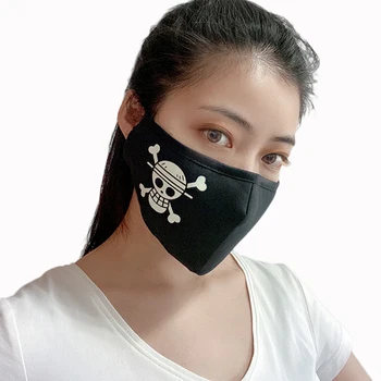 

Fashion Men Women Anti-Dust PM 2.5 Mouth Mask Two Mask Filter Anime One Piece Luffy Mouth-muffle Cotton Luminous Masks Cosplay