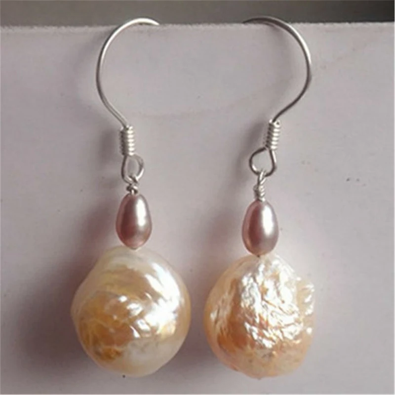 10-13mm Yellow Baroque Pearl Earrings Silver Ear Drop fashion aurora earbob women gift natural elegant dangler flawless