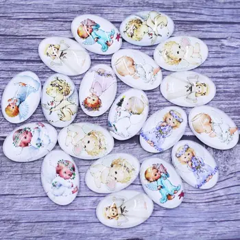 

Glass Cabochons Dome Seals Cameos Mixed Baby Angel Patterns Oval Crafts Making Finding 18x25mm 20Pcs