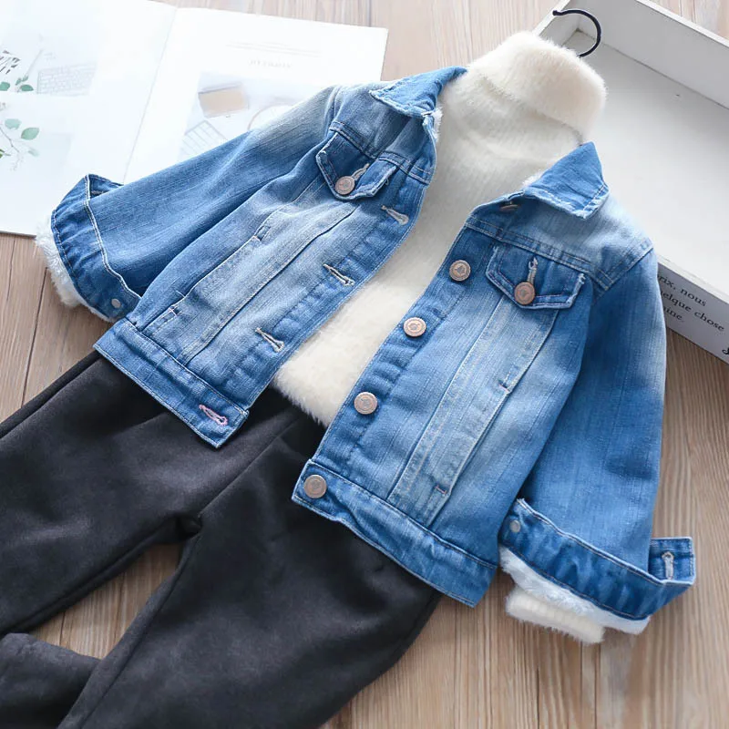 

324922-plus Velvet 2018 Winter Girls Back Heart Lettered Leaves Jacket CHILDREN'S Jacket Childrenswear