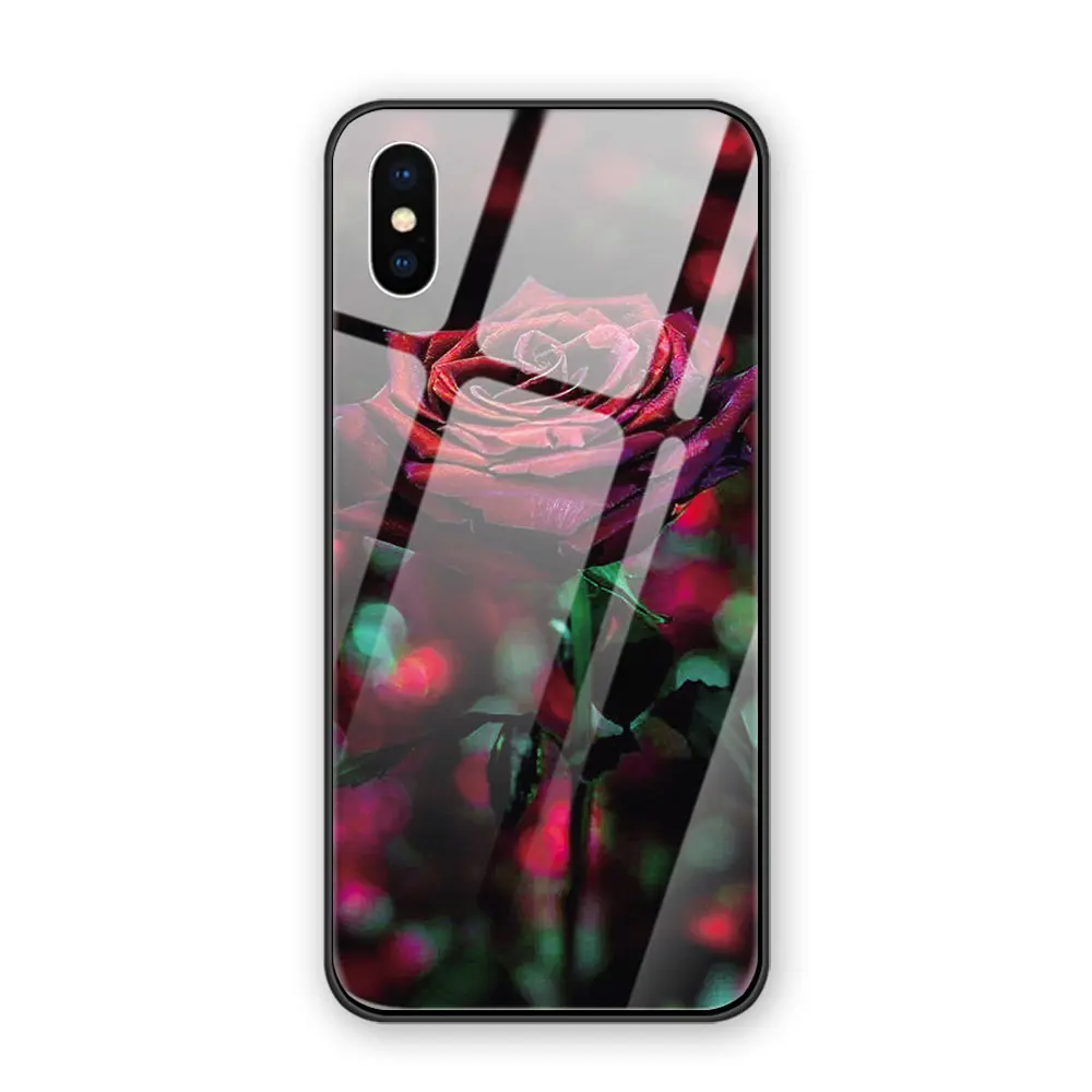 Романтический чехол из закаленного стекла для iphone XR X XS MAX 5 5S 6 6S 7 8 Plus 11 11ProMax Coque Funda - Цвет: 7