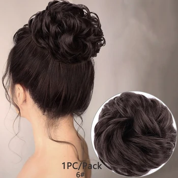 

Messy Hair Bun For Women hairpiece Extensions Synthetic wig Ring Wrap Chignon Black Brown High Temperature Fiber