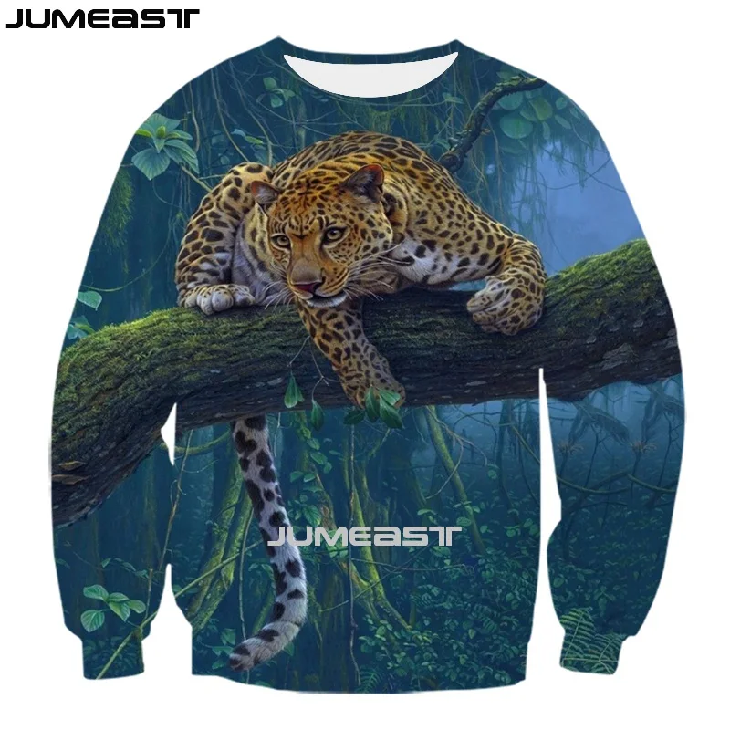 Jumeast мужская и женская трехмерная толстовка животное леопардовая уличная одежда