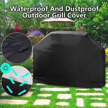 

BBQ Grill Cover Waterproof Heavy Duty Patio Outdoor Oxford Barbecue Smoker Grill Cover Outdoor Barbecue Hood BBQ Accessories
