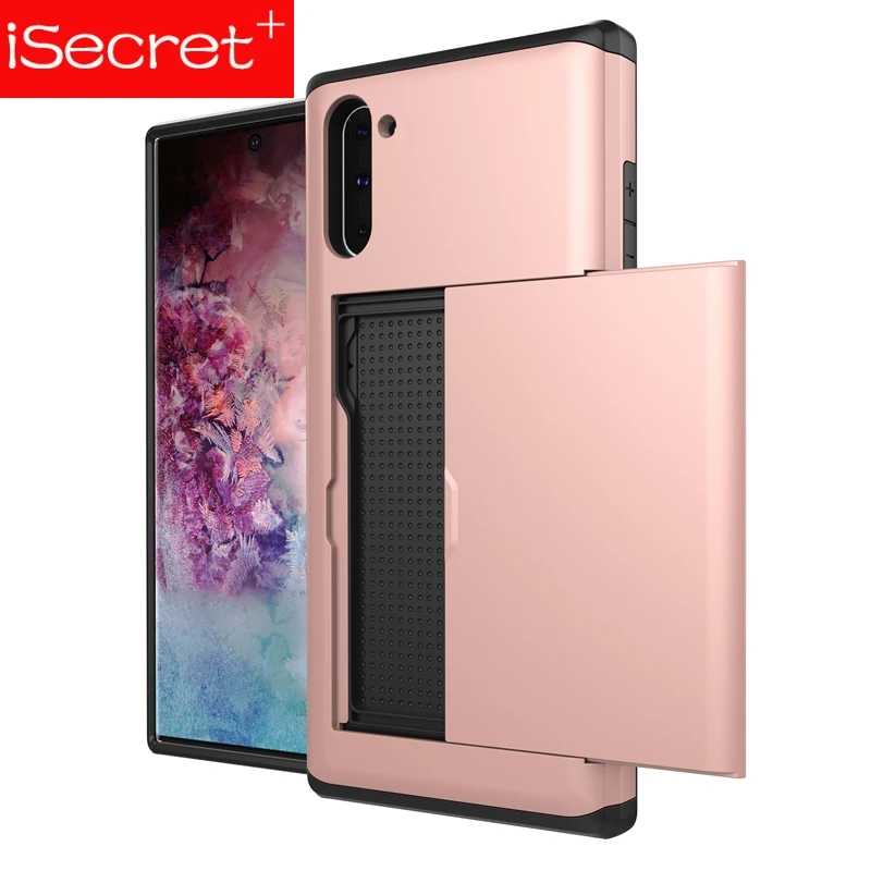 Тонкие армированные Чехлы для сотовых телефонов iSecret Spigen с отделением карт Note 10