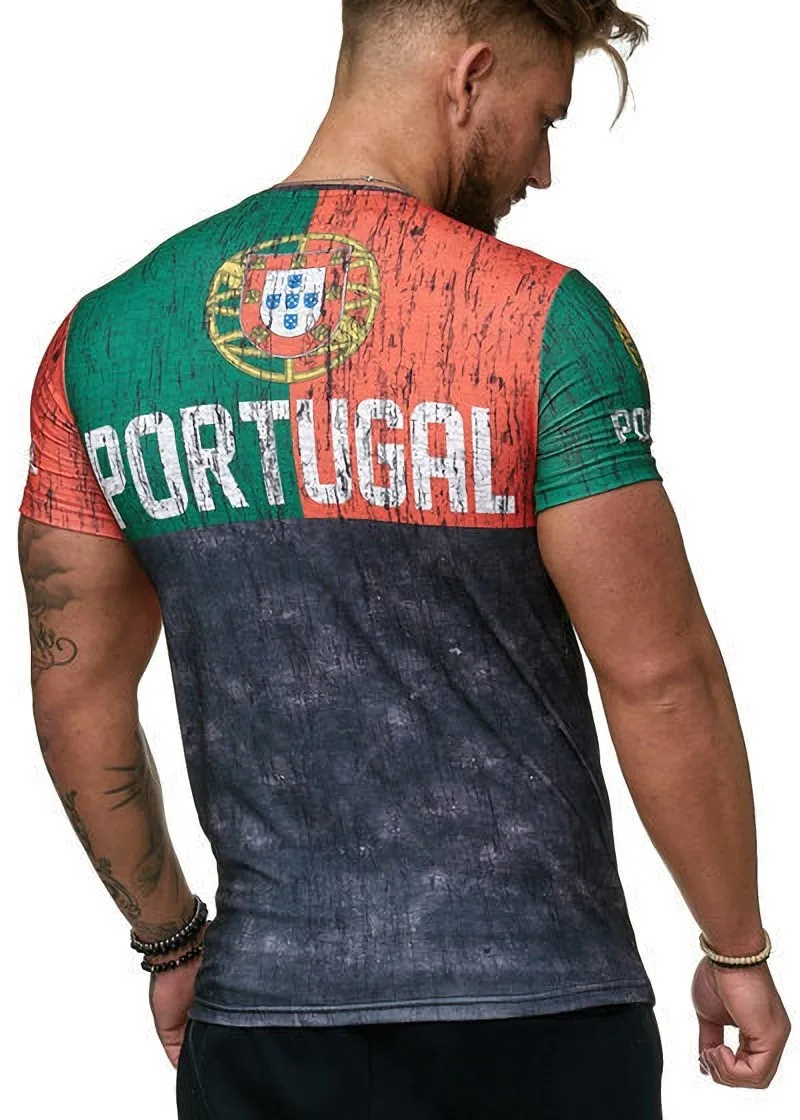 Fashion New Breathable Jersey Germany Spain Sweden Russia Portugal Football T-shirt Men's Sports Shirt Oversized Top