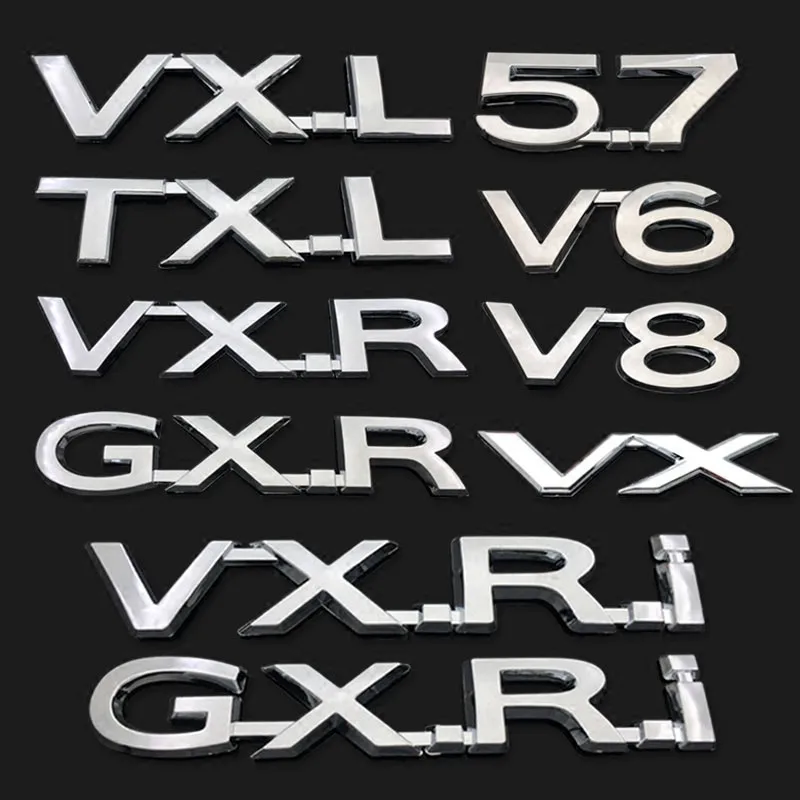 

3D Metal V6 V8 5.7 VX VXR GXR VXRI GXRI VXS TXL Emblem Badge Car sticker Turbo Displacement Decals For Toyota Land Cruiser Prado