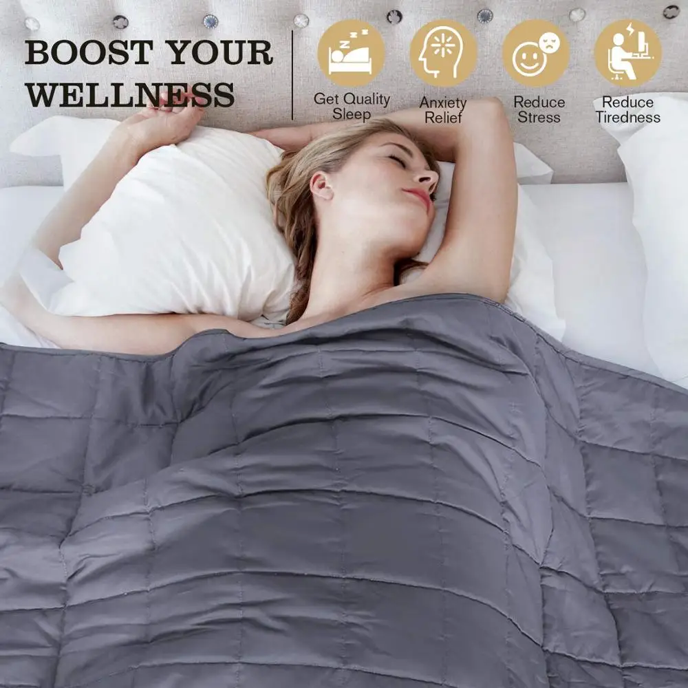 

6.8kg/9kg Weighted Blanket Queen Size 60''x80'' Reduce Stress Promote Deep Sleep for Adults Home Linens Heavy Blanket Deep Sleep