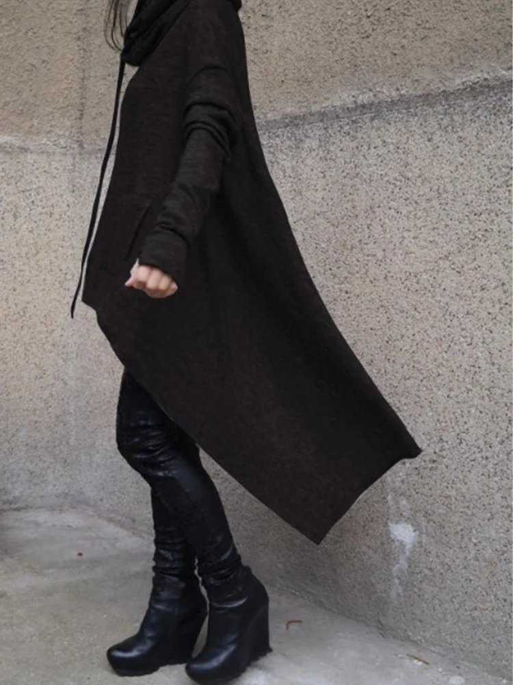 InsGoth Gothic Harajuku Pullover Women Hoodies Grunge Oversized Hooded Sweatshirts Women Solid Color Long Sleeve Basic Hoodies