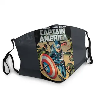 

Captain America Comic Reusable Face Mask Printed Anti Bacterial Dustproof Mask Cold Protection Mask Respirator Mouth Muffle