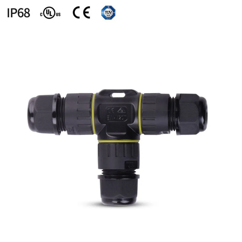 

5Pces T Shape Waterproof Wire Connector Screw Tight Outdoor M20 Plastic Three-way Cable Connector Street lighting Wire Terminal