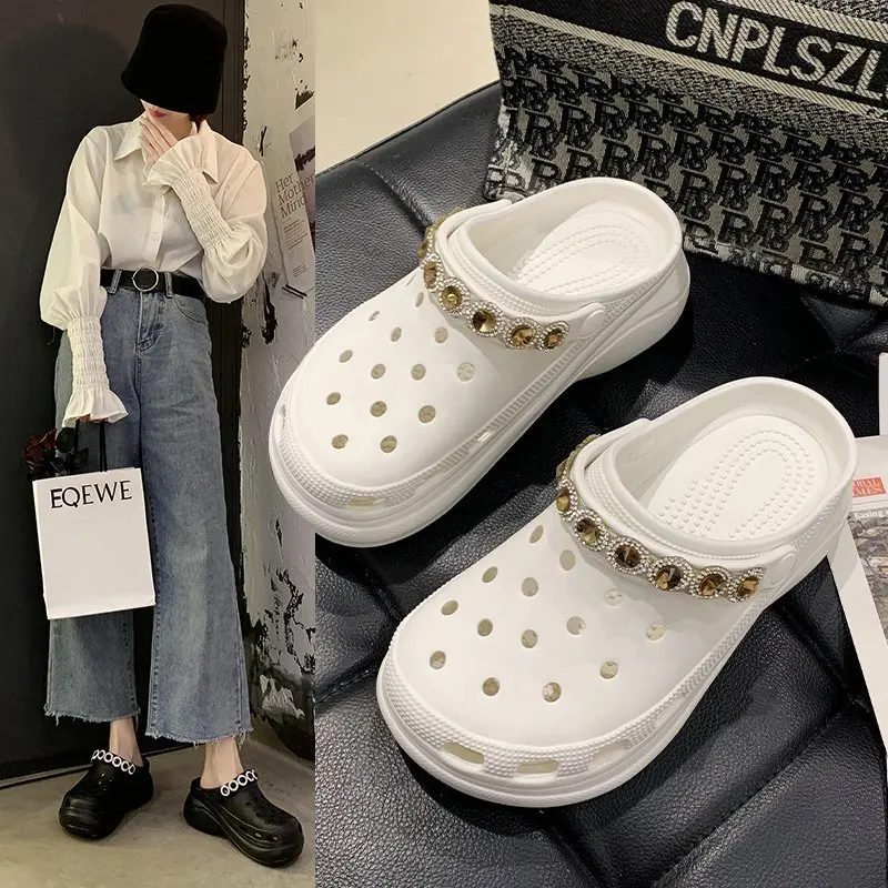 Spring 2021 All-Match Platform Non-Slip Hole Shoes Women's Fashion One-Foot Beach Comfortable Sandals And Slippers | Обувь