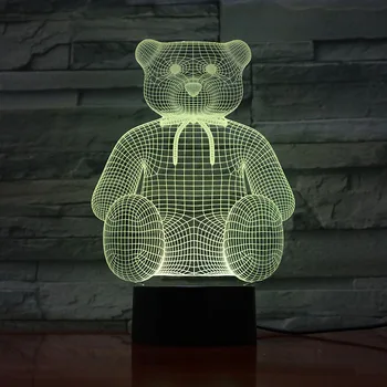 

Cute Baby 3d Night Lamp Gift Bear Nightlight for Kids Bedroom Decorative Lamp 3D Illusion Hologram Led Night Light for Children