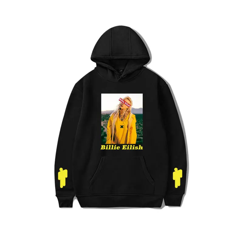 Billie Eilish, пуловер, толстовки, 3D принт, пуловеры, Осенние, с капюшоном, повседневные, с длинным рукавом, для женщин, мужчин, модные, Billie Eilish, толстовка - Цвет: black - style 1