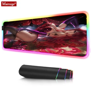 

Bunny Girl Leprechaun Redhead Girl Led Mousepad RGB Geme Mouse Pad Xl Darling In The Franxx Mat Office Desk Mats 90x40cm/80x30CM
