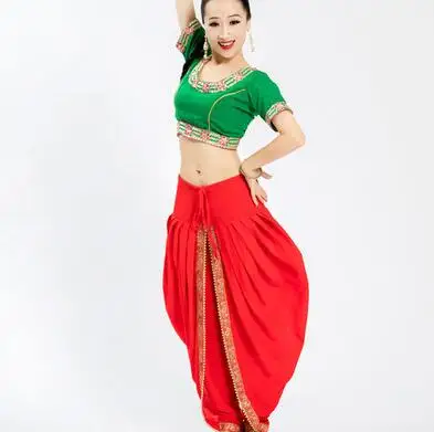 Женский индийский костюм сари в этническом стиле Kurtas Leng Ha Тощий танцевальный Топ для выступлений+ брюки - Цвет: A