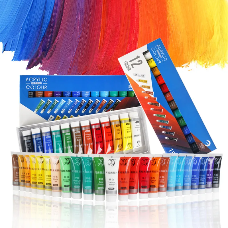 Professional Acrylic Paint Set 12/18/24 Colors 12ml Tubes Drawing Painting  Pigment Used in Arts and Crafts - AliExpress