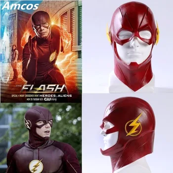 

25 CM TV Series The Flash Mask Cosplay Costume Prop Halloween Full Head Latex Party Masks Mascarade Adult Barry Allen Cos