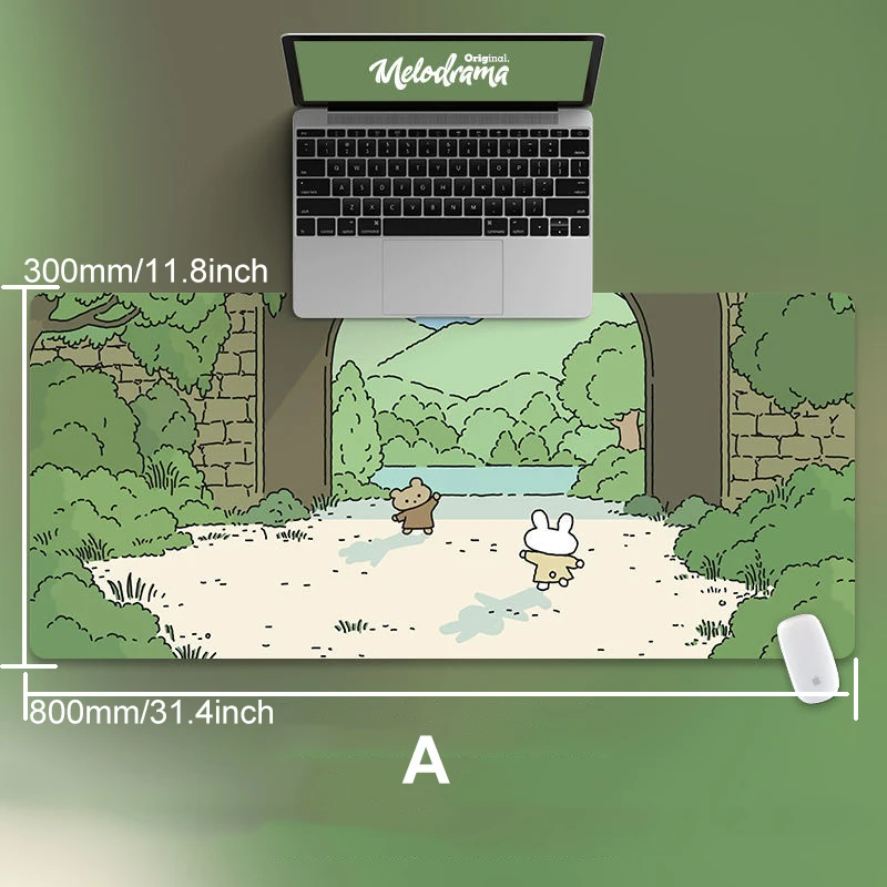 80x30cm Cat and Rabbit HD Thickened Mouse Pad Green Cute Cartoon Animal Personality Oversized Gaming Keyboard Table Mat 90x40cm cat and rabbit hd thickened mouse pad green cute cartoon animal personality oversized gaming keyboard table mat