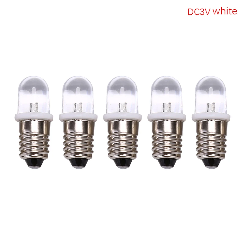 5 шт. E10 светодиодные лампы E10 DC 3 в 4,5 в приборная лампочка E10 индикаторная лампочка старомодная лампочка-фонарик - Испускаемый цвет: white DC3V