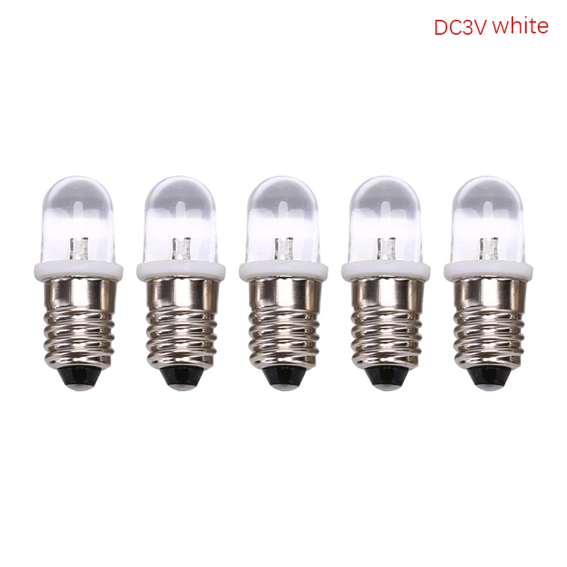 white DC3V 5 шт. E10 светодиодные лампы E10 DC 3 в 4,5 в приборная лампочка E10 индикаторная лампочка старомодная лампочка-фонарик - Испускаемый цвет: white DC3V