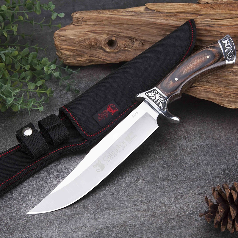 DuoClang шлифовальная отделка Тактический охотничий нож с фиксированным лезвием из нержавеющей стали, двойные стальные ножи для выживания