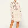 2021 New Early Spring New Retro Lantern Long Sleeve Fashion Loose Floral Print Embroidery Dress Women 2