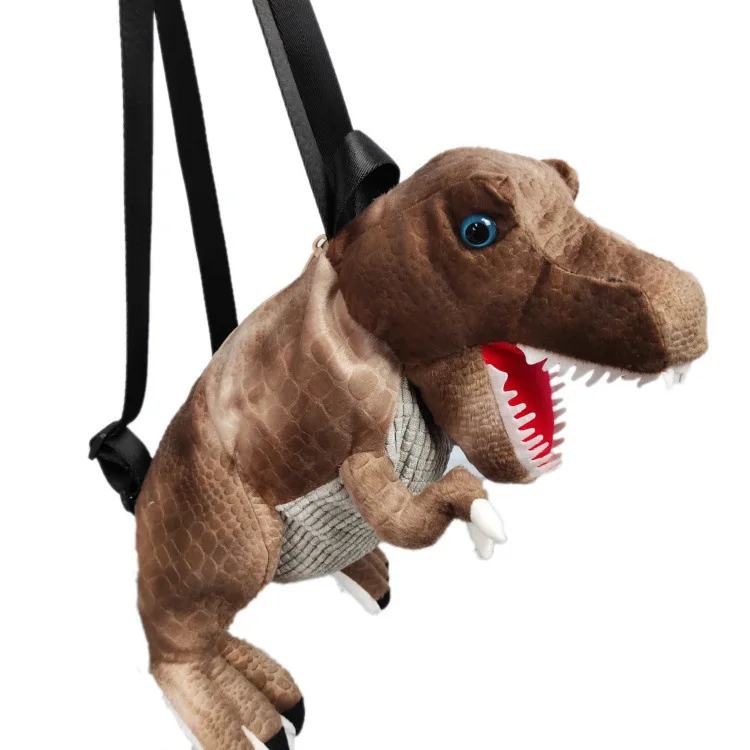 3D Динозавр Детская сумка Школьный рюкзак Юрского периода дети маленькие милые животные мягкие плюшевые рюкзаки детские дорожные сумки игрушки подарки для мальчиков - Цвет: BROWN