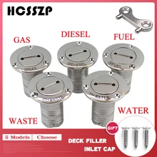 38mm 52mm Marine Boat Hardware Deck Filler AISI 316 Stainless Steel Fuel Water Waste Diesel Gas Key Cap Filler 1-1/2 and 2 inch