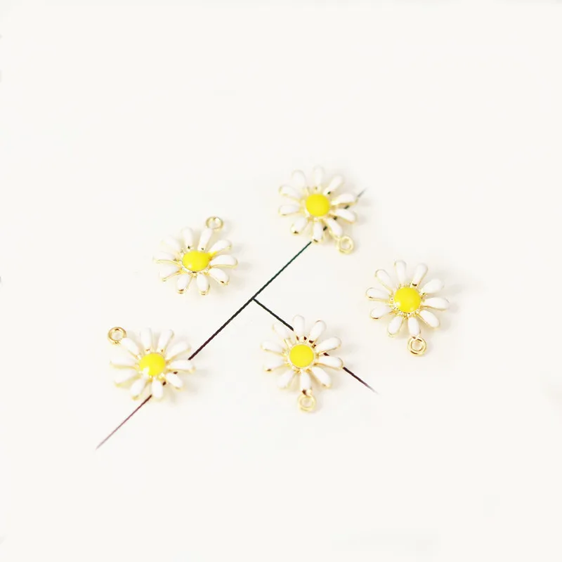 

20 PCS 13x16mm Metal Alloy Enamel Flowers Pendant Charms DIY Accessories For Earrings Bracelets Necklace Jewelry Making