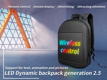 

2020 Waterproof Pix Led Dynamic Backpack With 64*64 Full Color Dot Matrix Screen Wifi APP Remote Control Advertising Backpack