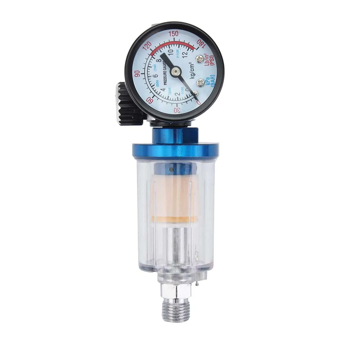 

G1/4 Pneumatic-Gun Air Regulator Pressure Gauge with In Line Water Trap Filter Separator Air Inlet Set Kit