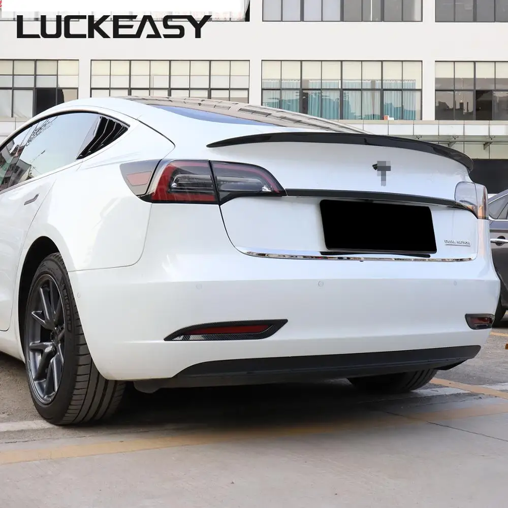 LUCKEASY High performance version carbon fiber trunk wing spoiler for Tesla Model 3 2017-2020 Resin trunk spoiler wing