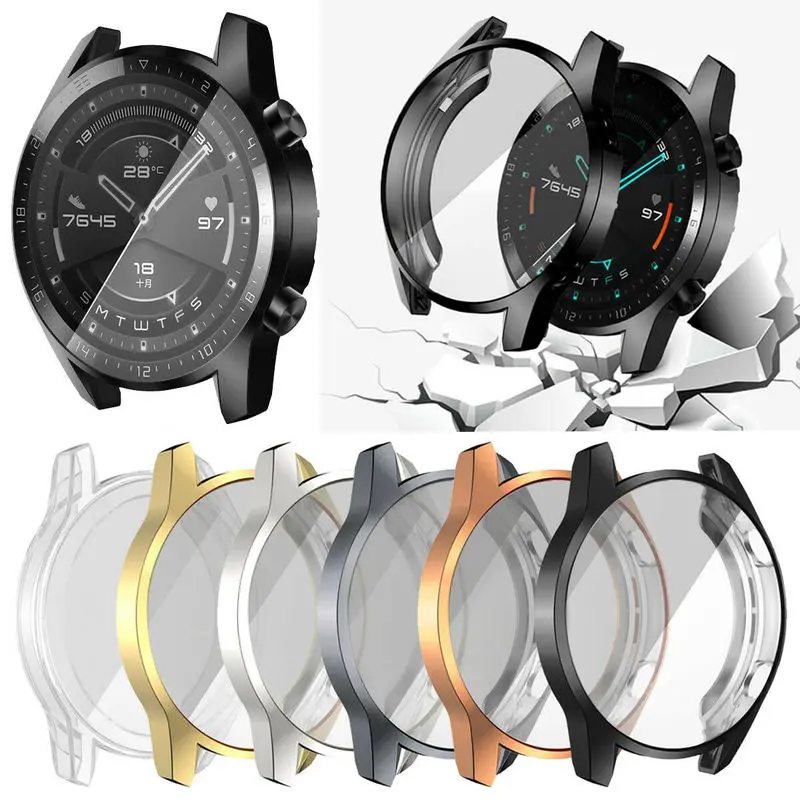Чехол с полной защитой экрана для Huawei Watch GT2 46 мм чехол бампер из ТПУ часов GT 2 рамка