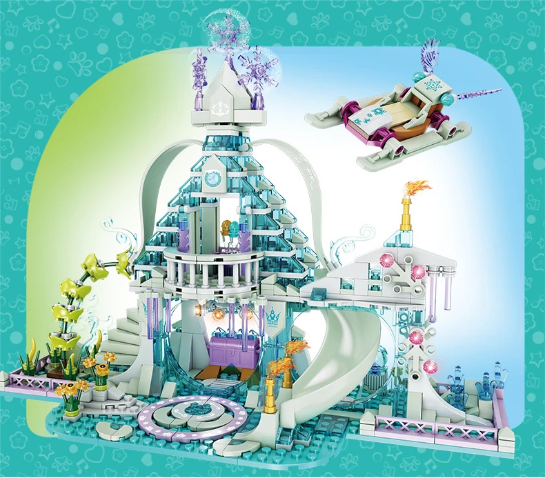 Details about   House Building Blocks Ice Snow Magic Castle Princess Palace Brick Toys For Girls 