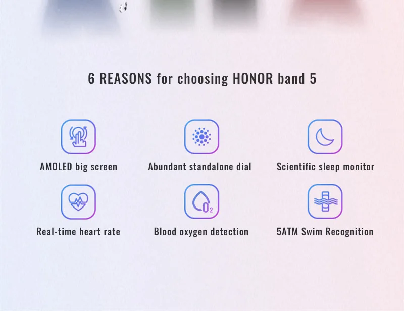 Умный Браслет huawei Honor Band 5, Оксиметр, волшебный цвет, сенсорный экран, для плавания, для обнаружения сердечного ритма, сна, сна