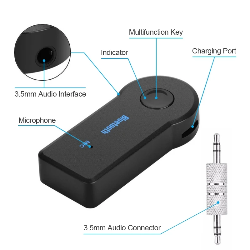 Bluetooth приемник 3,5 мм AUX аудио разъем беспроводной передатчик музыкальный адаптер для MP3 автомобильный динамик наушники громкой связи
