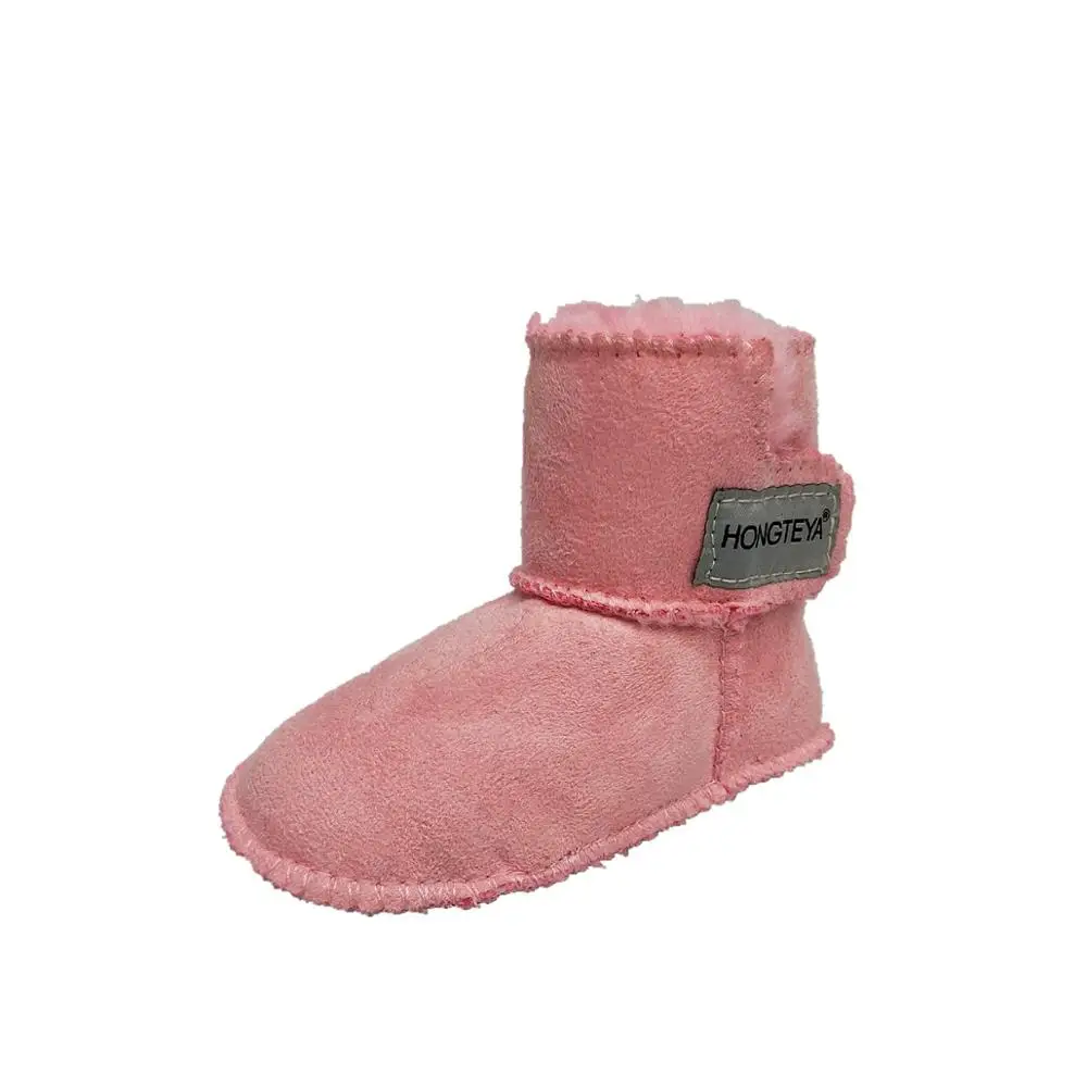 Зимние детские ботинки; Теплая обувь для младенцев; Детские ботиночки из искусственного меха для девочек; кожаные ботинки для маленьких мальчиков; высокие ботинки - Цвет: pink
