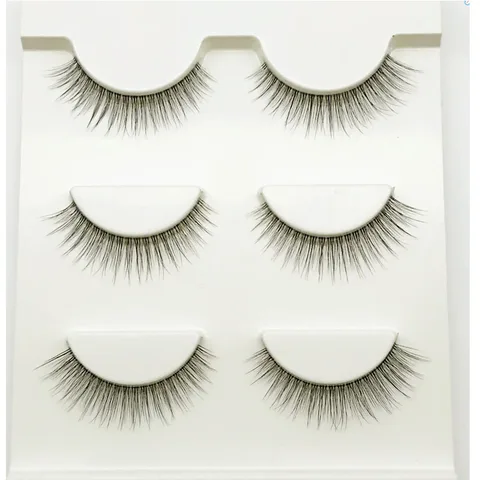 3pair Invisible Band Transparent 3D Mink Fur Lashes Natural Long Wispy False Eyelashes